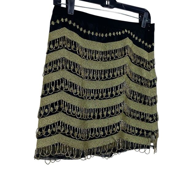 What Goes Around Comes Around Black Gold Bead Mini Skirt Sz S NWOT - Picture 3 of 12
